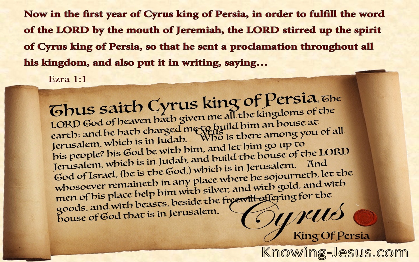 Ezra 1:1 Proclamation from Cyrus King Of Persia (beige)